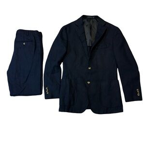 Suitsupply mens 38S blue solid linen alpaca silk Havana 2-button suit EUC